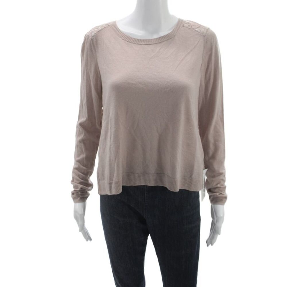 Joie Womens Pullover Beige Lace Round Neck Long Sleeve Size S